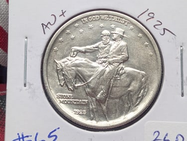 1925 Commemorative Stone Mountain Memorial Silver Half Dollar -  90% Silver