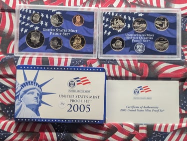 2005-S U.S. Mint Proof Set w/State Quarters & Sacagawea Dollar In OGP w/COA