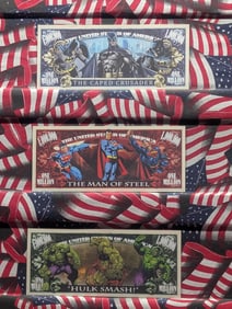 Three Super Hero Notes-Superman, Batman & Incredible Hulk-New, Crisp, Novelty