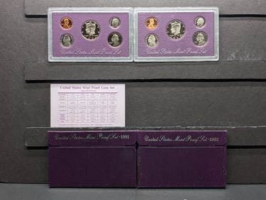 1991-S & 1992-S U.S. Mint Proof Sets In OGP