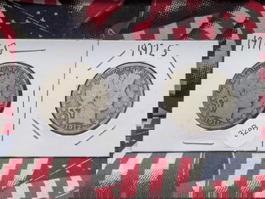 1911-S and 1912-S Barber Half Dollar