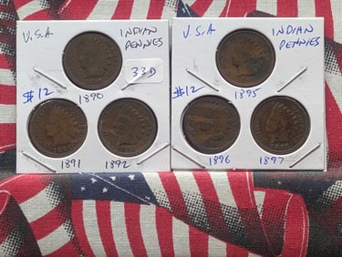 1890, 1891, 1892, 1895, 1896, 1897 Indian Head Cents -  Pre-1900 Dates!
