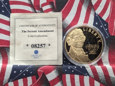 2nd Amendment "Gold" Plated Thomas Jefferson Medal