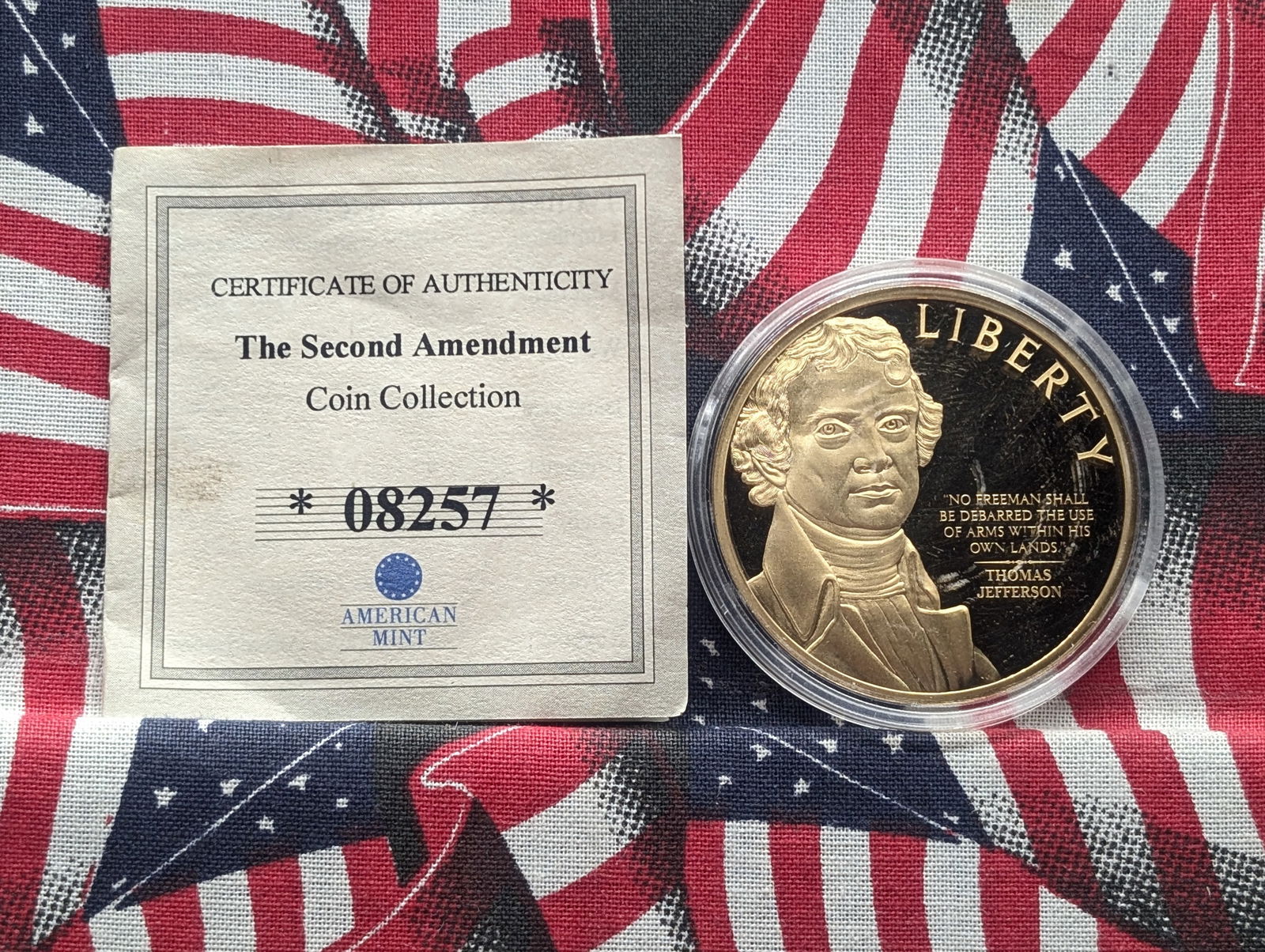 2nd Amendment "Gold" Plated Thomas Jefferson Medal (1 of 4)