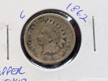 1862 CN Indian Head Penny -  Civil War Era!