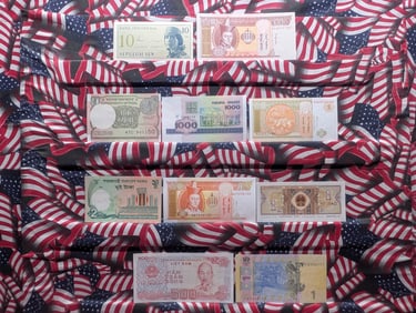 Ten Foreign Crisp/Unc, Notes, Great Art