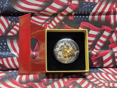 2017 1000 Francs Congo Lunar Year of the Rooster Silver Proof Coin in OGP Presentation Case