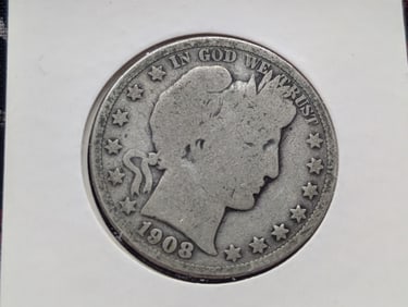 1908-P Barber Half Dollar