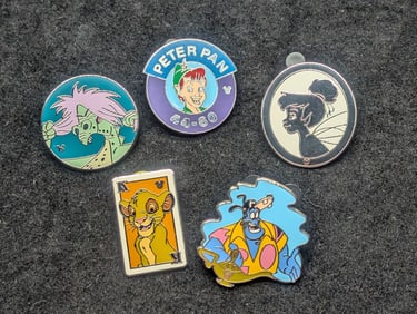 Five Disney Pins, $8-12 Dollars Each at Disneyland