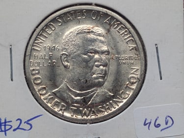 1946 Commemorative Booker T. Washington Memorial Silver Half Dollar - 90% Silver