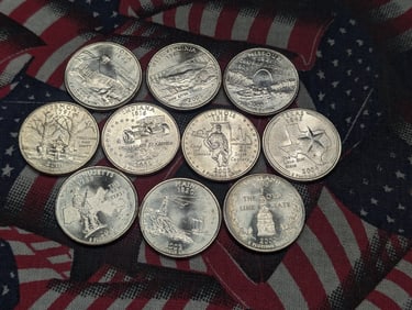 (10) Uncirculated "P" Mixed Date State Quarters