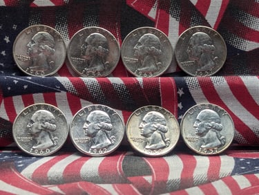 (8) 90% Silver Washington Quarters 1957 P&D, 1958,1959-D, 1960 P&D, 1962 & 1963-D