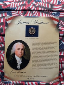 2007 James Madison "Father of The Constitution" Presidential Coin & Stamps