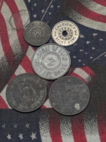 Five 1940's Tax Tokens, Kansas, 2-Missouri, & 2-Utah