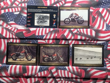 Five Harley Davidson Trading Cards, w/Explanations on Back