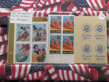 Five US Postal Plate Block Stamps - All MOGNH