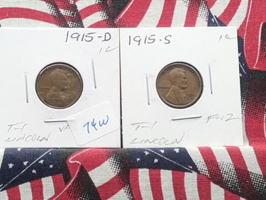 Lot of Two (2) T-1 Lincoln Cents (1915-S, 1915-D)