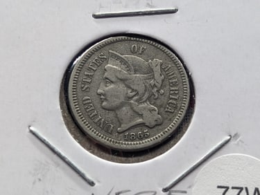 1865 Liberty 3 Cent Coin