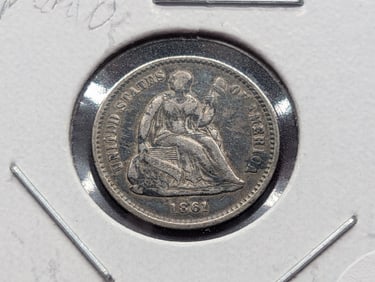 1861 Seated Liberty Half Dime - T-2