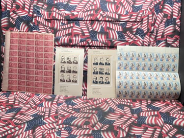 Folder of Four Complete Sheets of US Stamps - All MOGNH