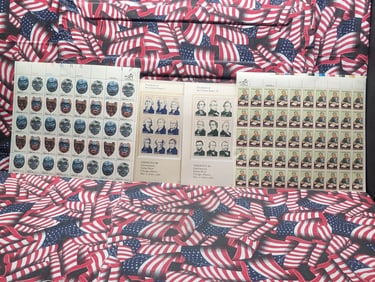 Folder of Four Complete Sheets of US Stamps - All MOGNH