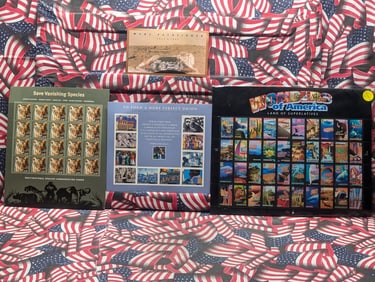 Folder of Four Complete Sheets of US Stamps - All MOGNH