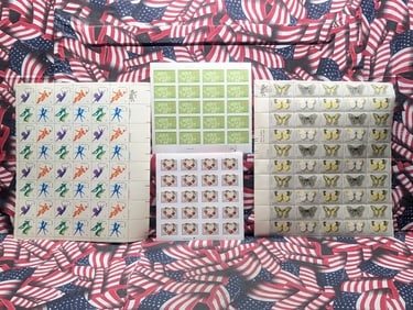 Folder of Four Complete Sheets of US Stamps - All MOGNH