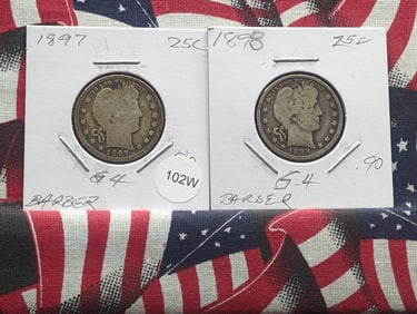 Lot of Two (2) Barber Quarters (1897, 1898)