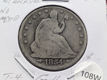1854 Seated Liberty Half Dollar / T-4