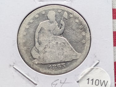 1865-S Seated Liberty Half Dollar - T-2