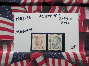 1896-1993 Bret Harte & Benard Revel Stamps Scott #2193 & 2196 - MOGNH