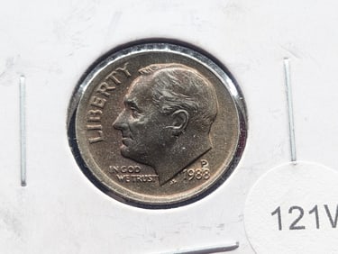 1988-P Roosevelt Dime - Error Coin - Off Center