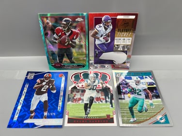 Lot of (5) Modern Football Serial Numbered Cards - Mike Vick, Amari Cooper, Stefon Diggs