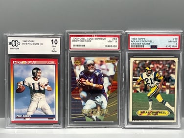 1990 Score Phil Simms Hot Gun #314 BCCG Mint Or Better 10, 2000 Coll. Edge Supreme Drew Bledsoe #83