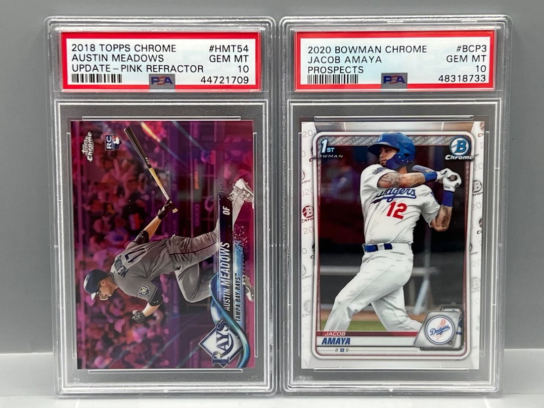 2018 Topps Chrome Austin Meadows Update Pink Refractor RC #HMT54 PSA Gem Mint 10 & 2020 Bowman (1 of 2)