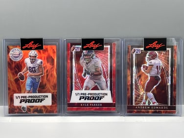 Lot of (3) Leaf Pro Set Football Pre-Production Proof #1/1's