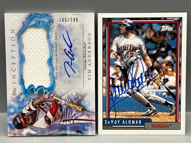 2017 Topps Inception Tim Anderson Patch Auto #/199 & 2016 Topps Archives Sandy Alomar On Card