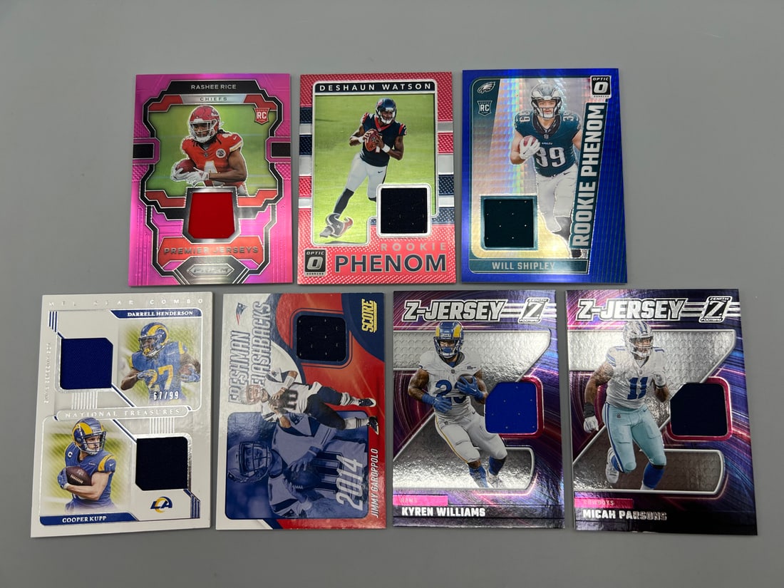 Lot of (7) Assorted Football Jersey Relic Cards W/ Stars (1 of 2)