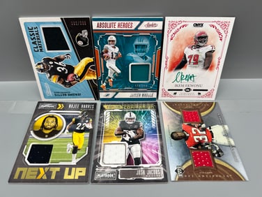 Lot of (6) Assorted Football Jersey Relic & Auto Cards W/ Stars