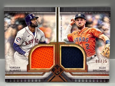2023 Topps Museum Collection Yordan Alvarez/Alex Bregman Game Used Dual Meaningful Material Relic