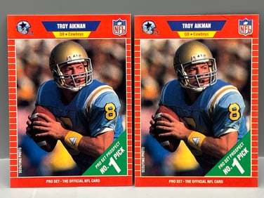 Lot of (2) 1989 Pro Set Troy Aikman RCs #490