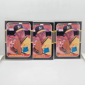 (3) 1987 Donruss Mark McGwire #46 Rated Rookie Cards
