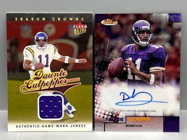2004 Fleer Ultra Daunte Culpepper Game Worn Season Crowns Relic #/99 & 2024 Topps Finest Auto
