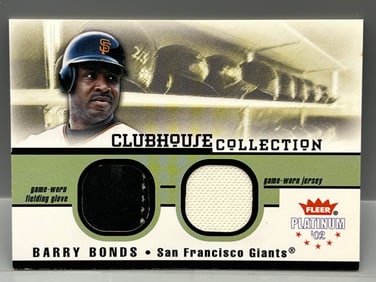2002 Fleer Platinum Barry Bonds Clubhouse Collection Dual Game Used Relic
