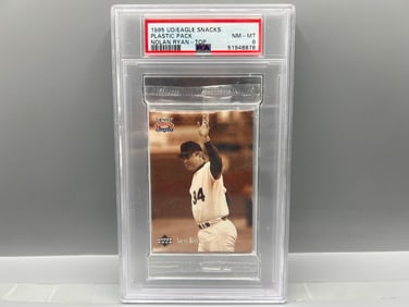 1995 UD/Eagle Snacks Plastic Pack W/ Nolan Ryan On Top PSA NM-MT 8