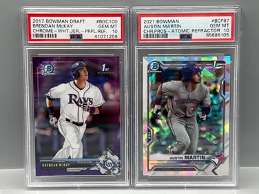 2017 Bowman Chrome Draft Brendan McKay Purple Refractor 1st Bowman RC #/250 PSA Gem Mint 10 & 2021