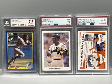 1990 Score Sammy Sosa RC #558 BGS NM+ 7.5, 1990 Leaf Barry Bonds #91 PSA NM 7, & 1991 Upper Deck