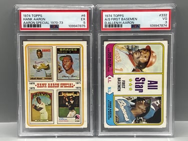 1974 Topps Hank Aaron Special #6 PSA EX 5 & 1974 Topps All Stars Allen/Aaron #332 PSA VG 3