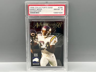 1998 Collector's Edge Randy Moss Advantage RC #196 PSA NM-MT 8