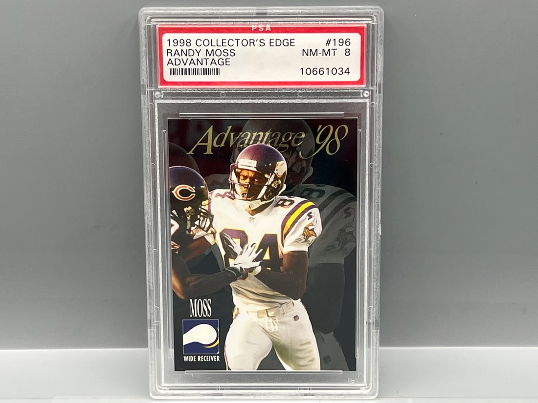 1998 Collector's Edge Randy Moss Advantage RC #196 PSA NM-MT 8 (1 of 2)